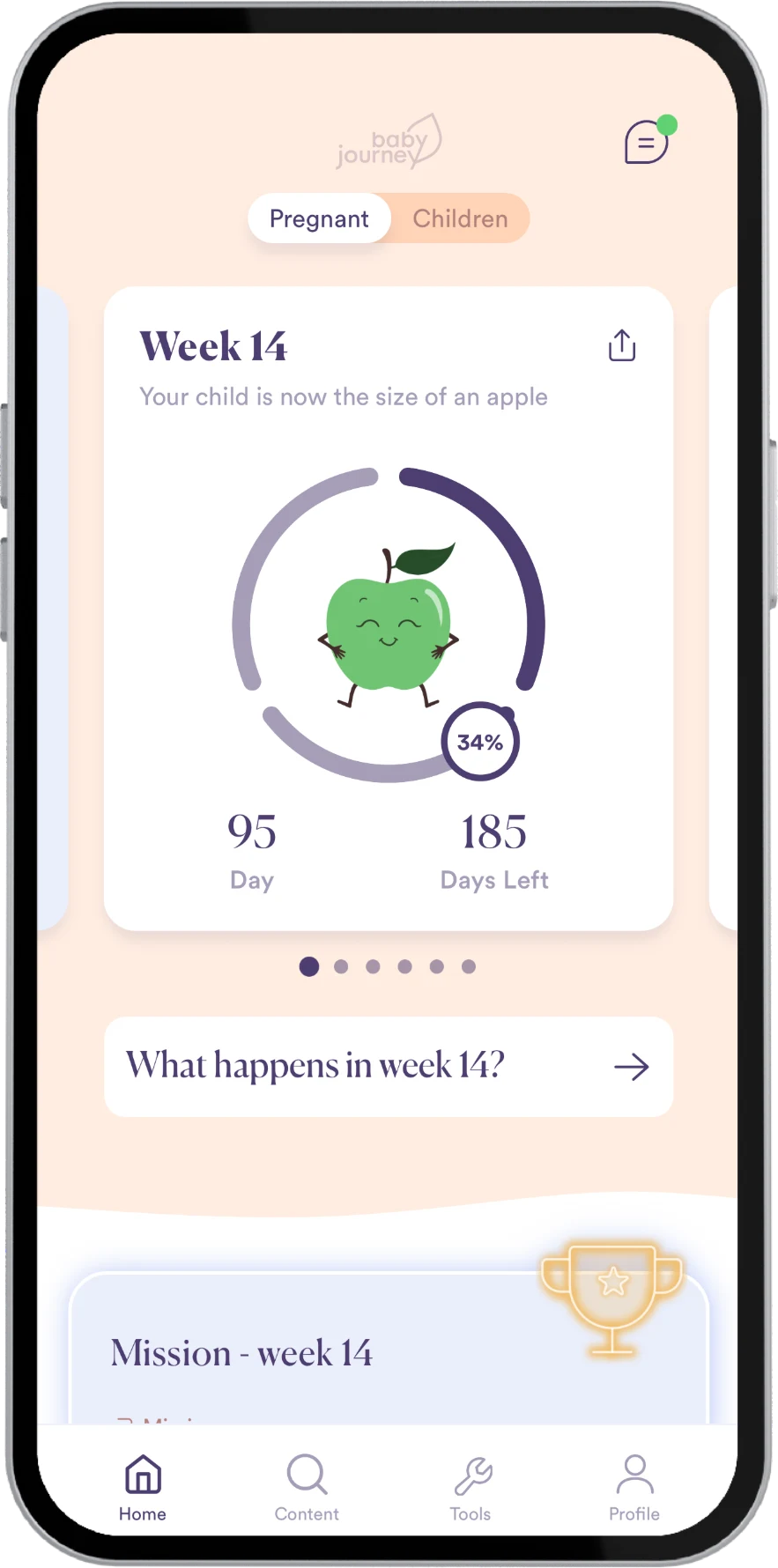 Baby Journey pregnancy and baby app – app home screen